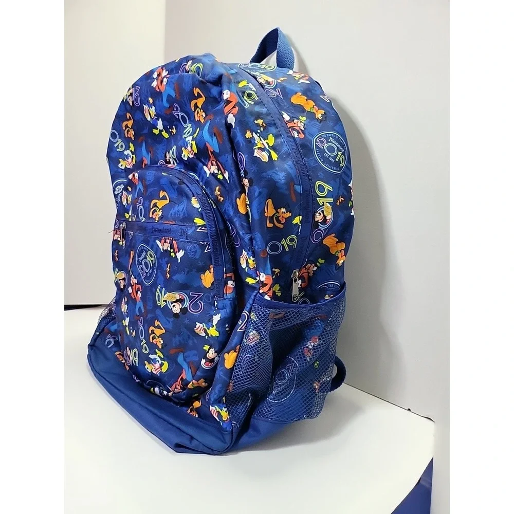 Disney Disneyland 2019 Backpack Blue Mickey‎ Pluto Goofy Donald Lightweight Used
